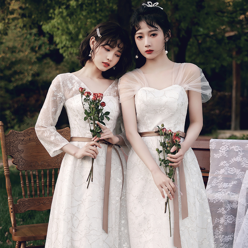 White summer bridesmaid dress, skirt, fitted, suitable for teen