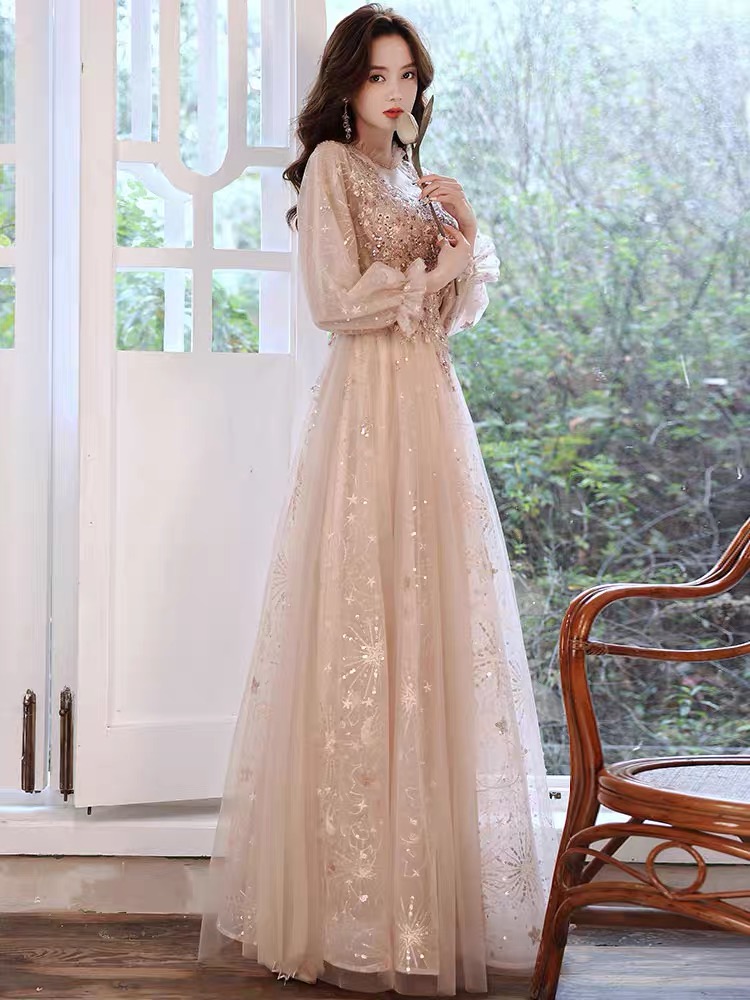 Long elite evening dress, 2021 collection, long sleeve, french style Long elite evening dress, 2021 collection, long sleeve, french style