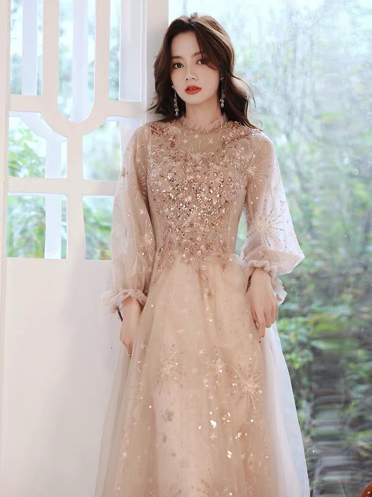 Long elite evening dress, 2021 collection, long sleeve, french style Long elite evening dress, 2021 collection, long sleeve, french style