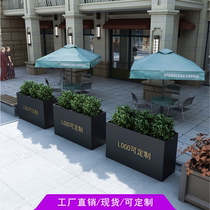 Outdoor iron stainless steel flower box balcony planting box square commercial street flower bed sales department finished flower trough customization