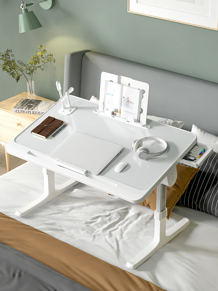 Foldable Bed Study Desk, Simple Dormitory Essential for Students in Upper Bunks, Writing Desk for Bed, Height-Adjustable Stand, Home Office Study, Bay Window Lazy Laptop Desk, Small Table