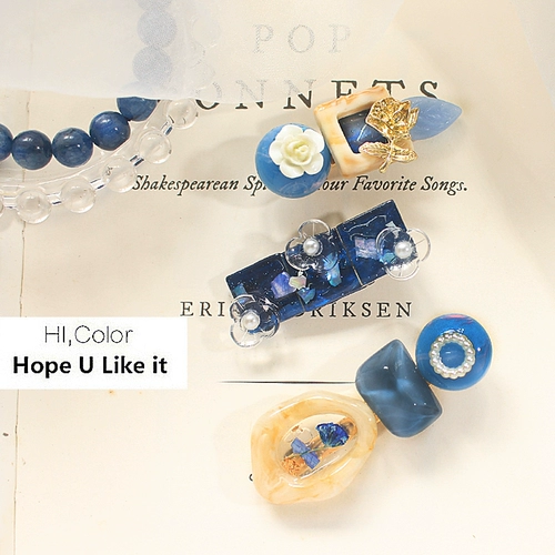 Синяя заколка для волос, оригинальное звездное небо в форме цветка, «сделай сам»