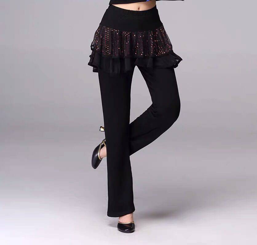 Yang Liping new dance pants female plus suede pants square dance with small skirt dance pants plus mast size