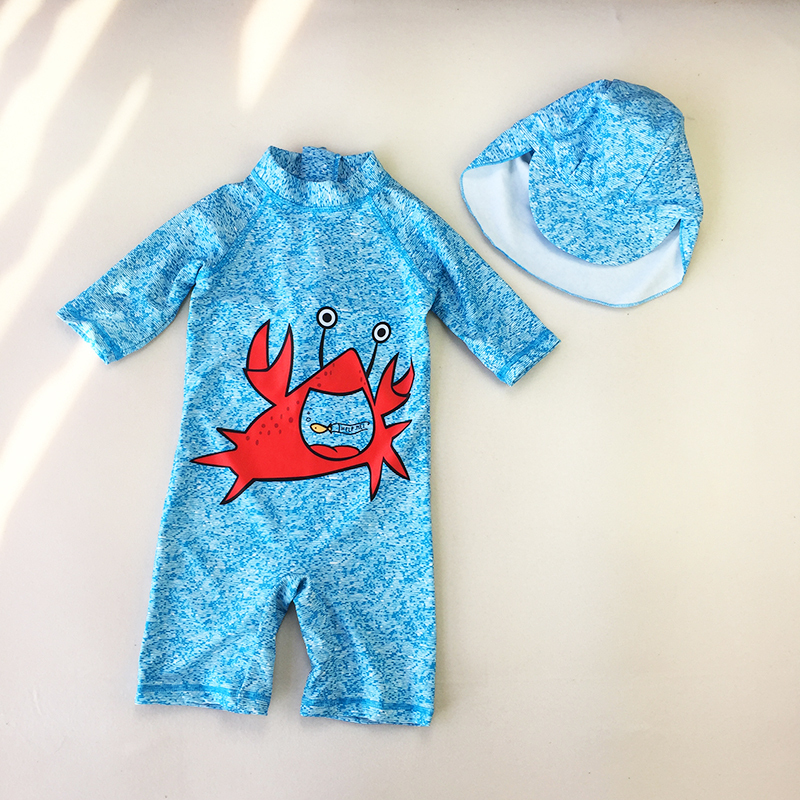Children bathing suit cute boy sun protection one-piece lobster cartoon quick dry baby cute baby beach holiday swimsuit