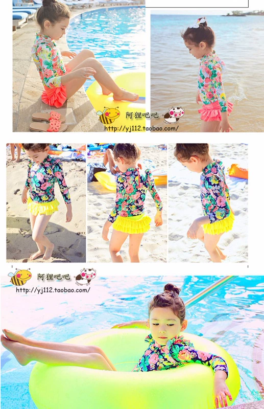 Đồ bơi trẻ em Hàn Quốc cho bé gái Kem chống nắng cho bé gái Đồ bơi công chúa chia váy dài tay cho trẻ em trong bộ đồ trẻ em lớn - Bộ đồ bơi của Kid đồ bơi tiên cá