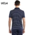 UCLA Mercerized sọc sọc tay áo ngắn POLO