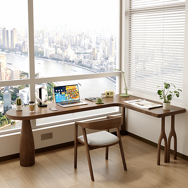 Medieval-Style Solid Wood L-Shaped Corner Desk, Home Multi-Functional Study Desk, Small Apartment Computer Desk, Office Desk