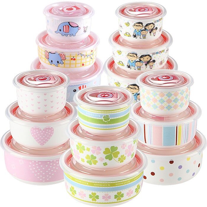 Storage bowl 3 microwave oven with lid Rice Bowl set ceramic storage set Bowl original single ice bowl refrigerator fresh instant noodles Rice