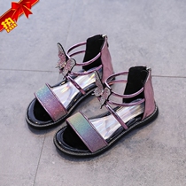 Girls Shoes Rome Sandals Princess 2022 New Summer Summer Model for Big Child Girl Crystal Student Soft Soft Soft Soft Soft Soft Soft Soft Software