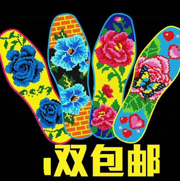 Precision printed insole Cross-embroidered semi-finished pure handmade embroidery This life-year pure cotton multilayer cloth sucking sweat free of cost