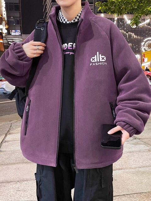 Winter Thickened Fleece Stand-Collar Cotton Jacket for Boys, Youth Hong Kong Style Warm Jacket, Loose Cotton Coat for Students