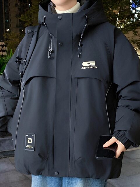 Youth Workwear down Jacket for Men 2025 New Style 90 White Duck down Hooded Coat Windproof Warm Cold-Proof Clothing