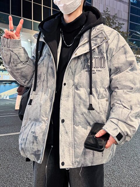 New Winter Hooded Jacket for Teenagers, Graphene Cotton Jacket for Junior High School Students, Stylish and Warm Hong Kong-Style Clothing