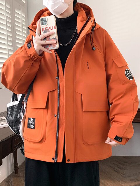 Workwear Style down Jacket for Men, New Winter Design, Youth White Duck down Coat, Outdoor Hooded Windproof Jacket