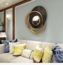 European wrought iron wall decoration modern light luxury creative decorative mirror living room TV sofa background wall decoration pendant