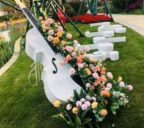 Outdoor garden simulation cello flower stand iron large sculpture courtyard landscape creative wedding decoration ornaments