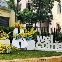 Wrought iron flower stand outdoor simulation cello model ornaments courtyard creative American country outdoor garden decoration