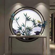 New Chinese Zen Hanging Ornament Wrought Iron Bamboo Leaf Wall Wall Dining Room Porch Wall Ornaments Wall Ornaments