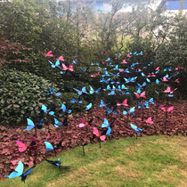 Stainless steel simulation butterfly outdoor garden courtyard ornaments balcony garden layout landscape decoration metal pole