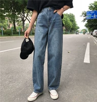 Xin giúp sinbounboun rơi thẳng quần retro cũ cao eo lau quần jeans ống rộng nữ shop thời trang nữ