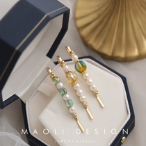 MAOLI Rainbow Sugar Pure hand - woven natural freshwater pearl hairpie cute and sweet French clip