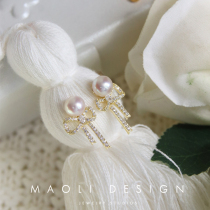 MAOLI LITTLE CUTE NATURAL BRIGHT LIGHT FRESH WATER PEARL EARRINGS 925 PURE SILVER GILDED EARRINGS PLAYFUL GIRL