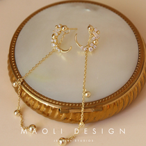 MAOLI Dream Star River Romantic Sweet Beauty Girl Series 925 Pure Silver Gilded Zircon Two-Wearing Earline Earrings