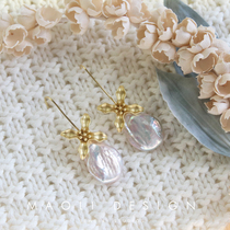 MAOLI retro palace windy style 925 pure silver gold plated Alien Baroque natural freshwater pearl earrings