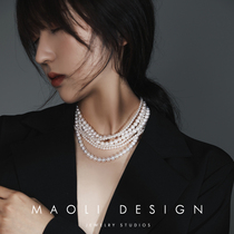 MAOLI retro-era high quality freshwater pearl necklace retro multilayer pearl long fur coat chain