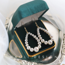 MAOLI white moon light pure hand - made import 14K bag gold natural freshwater pearl with a simple one - round earring