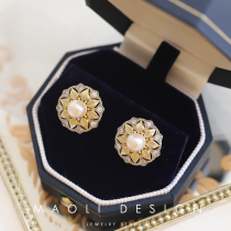 MAOLI 925 sterling silver gilded retro light extravagant palace style natural freshwater pearl powder bright light earrings earrings