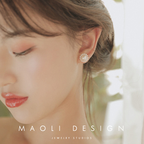 MAOLI sunflower to give back handwoven sweet and beautiful temperament 925 pure silver freshwater pearl earrings earrings