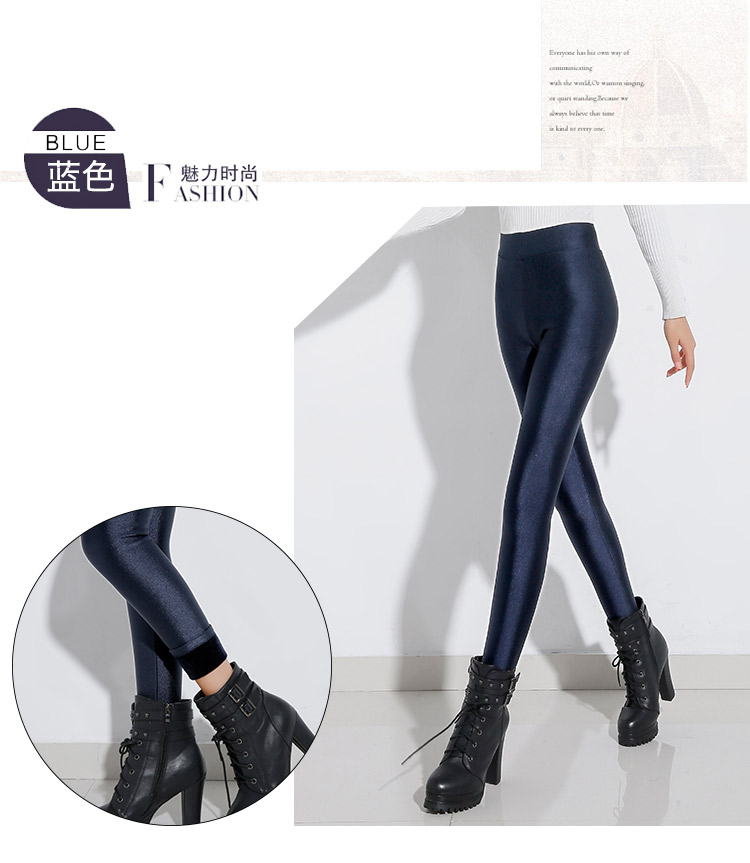 Mùa thu đông cộng với quần nhung dày bóng loáng phụ nữ mặc quần legging bó sát bó eo cao quần dài ấm áp size lớn quần tây baggy