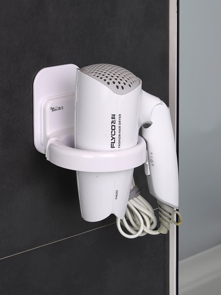 Jiabao adhesive hair dryer rack Wall-mounted Nordic powder room bathroom shelf Free hole hair dryer rack pylons