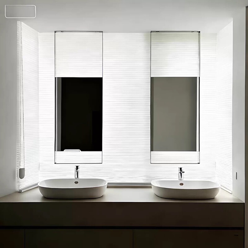 Modern Minimalist Square Bathroom Mirror Hanging Type Stainless Steel Narrow Frame Glass Mirror Square Bathroom Mirror