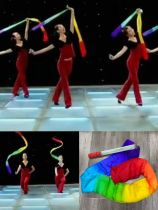 Colorful silk flying Chinese ethnic folk dance level 5 examination props silk ribbons money drums waist drums and drums