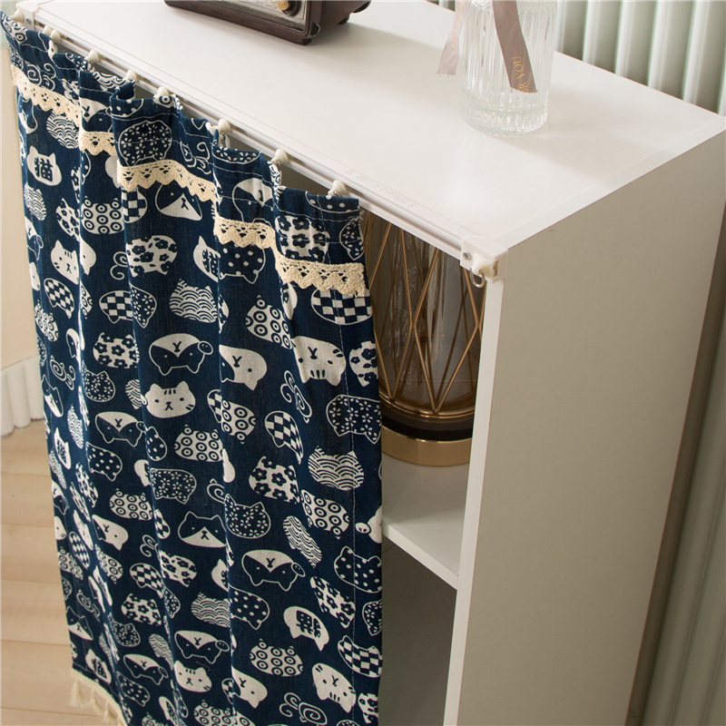 Cabinet Door Curtain, No-Drill Cabinet Cover Curtain, Movable Wardrobe Storage Rack Dust-Proof Curtain, Track-Type Shoe Rack Curtain