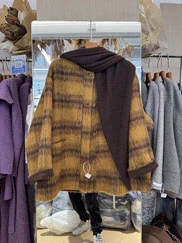 Korean autumn and winter new fashion temperament double-sided cashmere coat with scarf short plaid woolen coat for women trendy