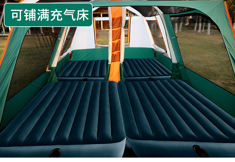 Full-automatic two-room one-Hall camping double-deck 5-8-12-person multi-person super-large rainstorm-proof outdoor tent thickened aluminum pole