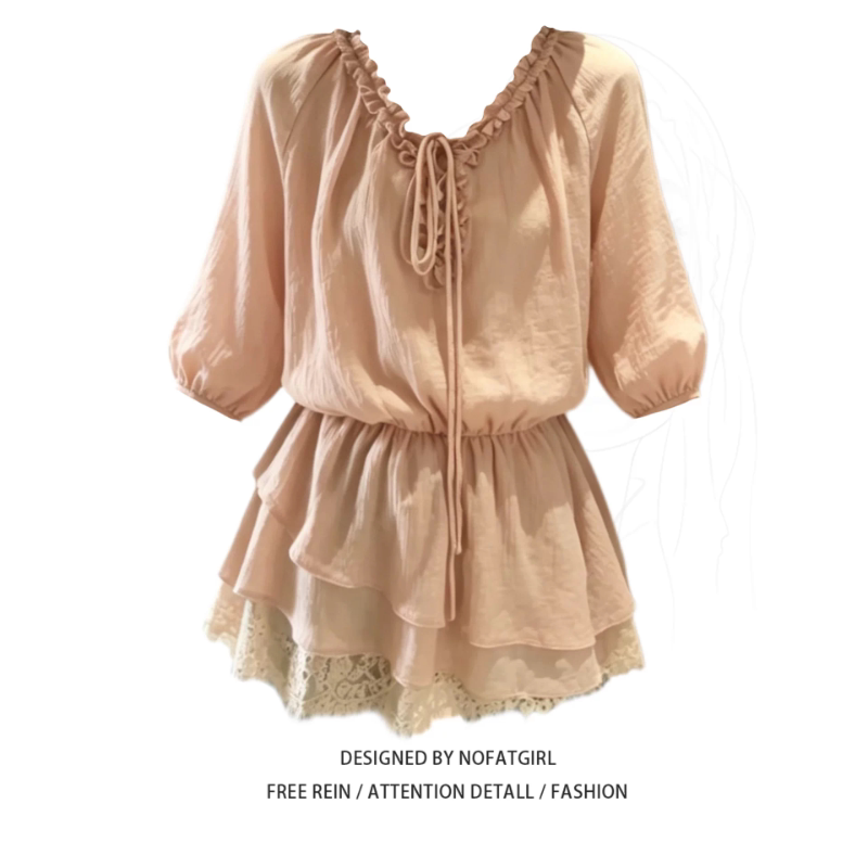 Plus-Size Korean-Style Chic Lace-Up Sun-Protective Shirt for Women, Summer 2026, Super Stylish and Beautiful Top