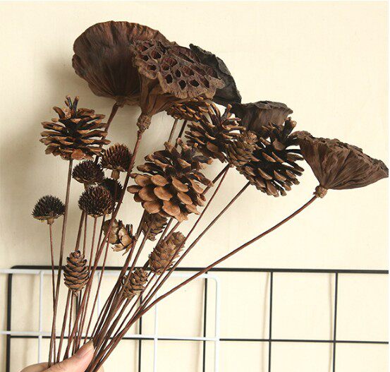 Special process treatment of natural dried flowers, pine cones, elegant interior decoration, dry Hualien Peng, photo-taking simulation flowers, fake flowers