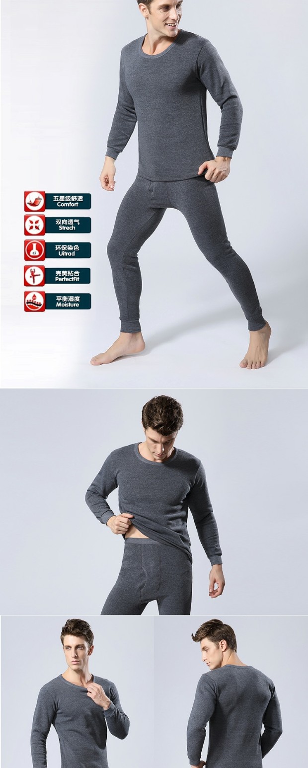 Mùa đông dày cộng với đồ lót nhung nhiệt nam cổ tròn trung niên cha tải trẻ trung áo len cotton màu rắn kiểu áo đồ bộ