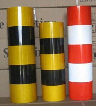 Three red two white three yellow two black reflective film pole anti-collision warning sticker 1m X 50m