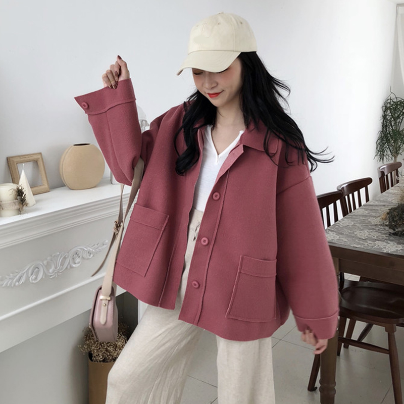 Áo khoác len nữ mùa thu 2018 phiên bản mới của Hàn Quốc có màu lỏng lẻo là áo dài mỏng tay áo sơ mi nữ sinh áo dạ dài nữ đẹp