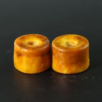 Buddha Yuan Ge Chanterelle yellow old beeswax bucket beads Flat beads Loose beads Drum beads Multi-treasure hand string bracelet with beads DIY accessories