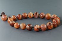 Buddha Yuan Pavilion Liao Jin period Liao Dynasty red Agate rosary Buddha string Large size 18 son agate beads hand string hanging decoration