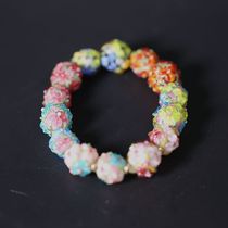 Buddha Yuan Pavilion Qing Dynasty Republic of China External carved old glass hand string Small flower Old glass beads hand string 7 kinds of flowers