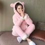 Mới siêu dày nhung san hô dễ thương gấu phụ nữ mùa đông đồ ngủ đặt cừu cashmere đôi dày quần áo hoạt hình kiểu đồ bộ