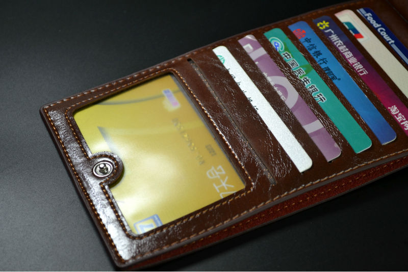 Hot card nam gói giả dầu sáp da 15 thẻ dây kéo ví gói thẻ nhà sản xuất ví nam chất lượng cao ví lacoste