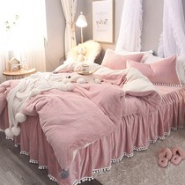 Apartment Padded plush plush Mediterranean boy lace brushed retro winter bedding four-piece velvet